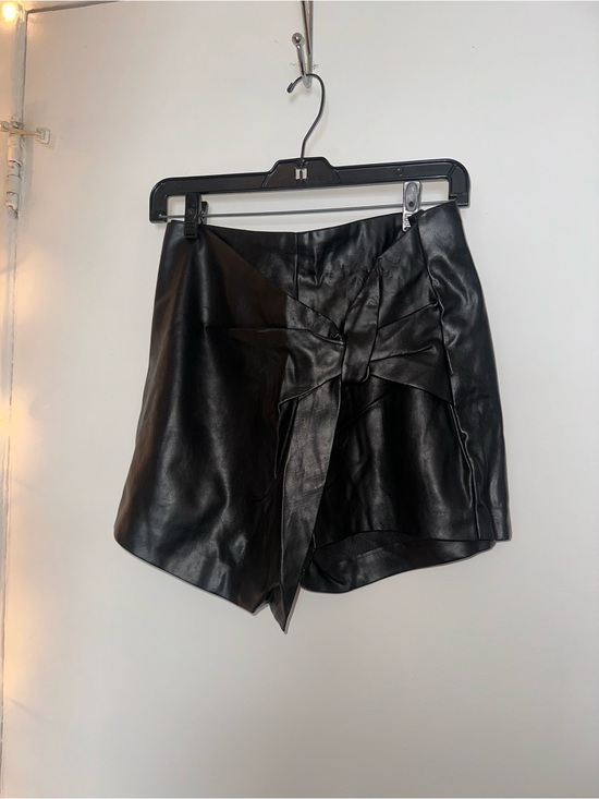 Dresses & Skirts - Zara Black Faux Leather High-Waist Tie Front Mini Skort
